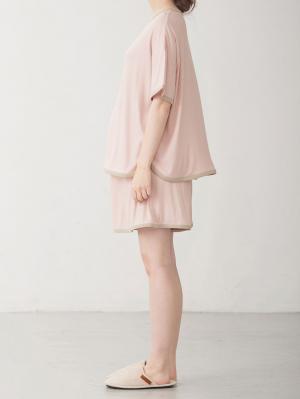 マタニティ パジャマ・ルームウェア|テレコバイカラー使いルームウェア　マタニティ・授乳パジャマ　【出産後も長く使える】