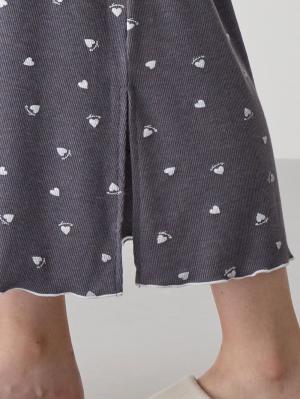 マタニティ パジャマ・ルームウェア|テレコハートプリントネグリジェ　マタニティ・授乳パジャマ　【出産後も長く使える】