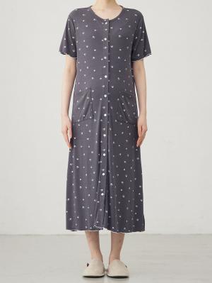 マタニティ パジャマ・ルームウェア|テレコハートプリントネグリジェ　マタニティ・授乳パジャマ　【出産後も長く使える】