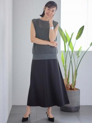 マタニティ スカート|らくちんカットジョーゼットフレアスカート マタニティ・産後【出産後も長く使える】fairy(フェアリー)|ブラック