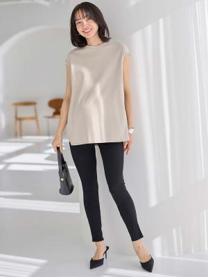 マタニティ パンツ|冷感リブらくちんレギンス　マタニティ・産後【出産後も長く使える】fairy（フェアリー）|ブラック