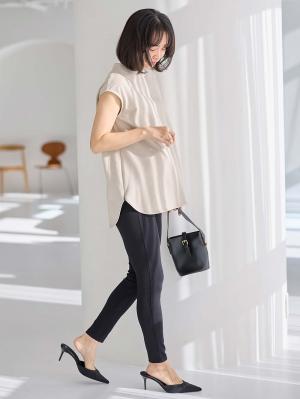 マタニティ パンツ|冷感リブらくちんレギンス　マタニティ・産後【出産後も長く使える】fairy（フェアリー）|ブラック