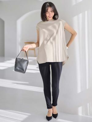 マタニティ パンツ|冷感リブらくちんレギンス　マタニティ・産後【出産後も長く使える】fairy（フェアリー）|ブラック