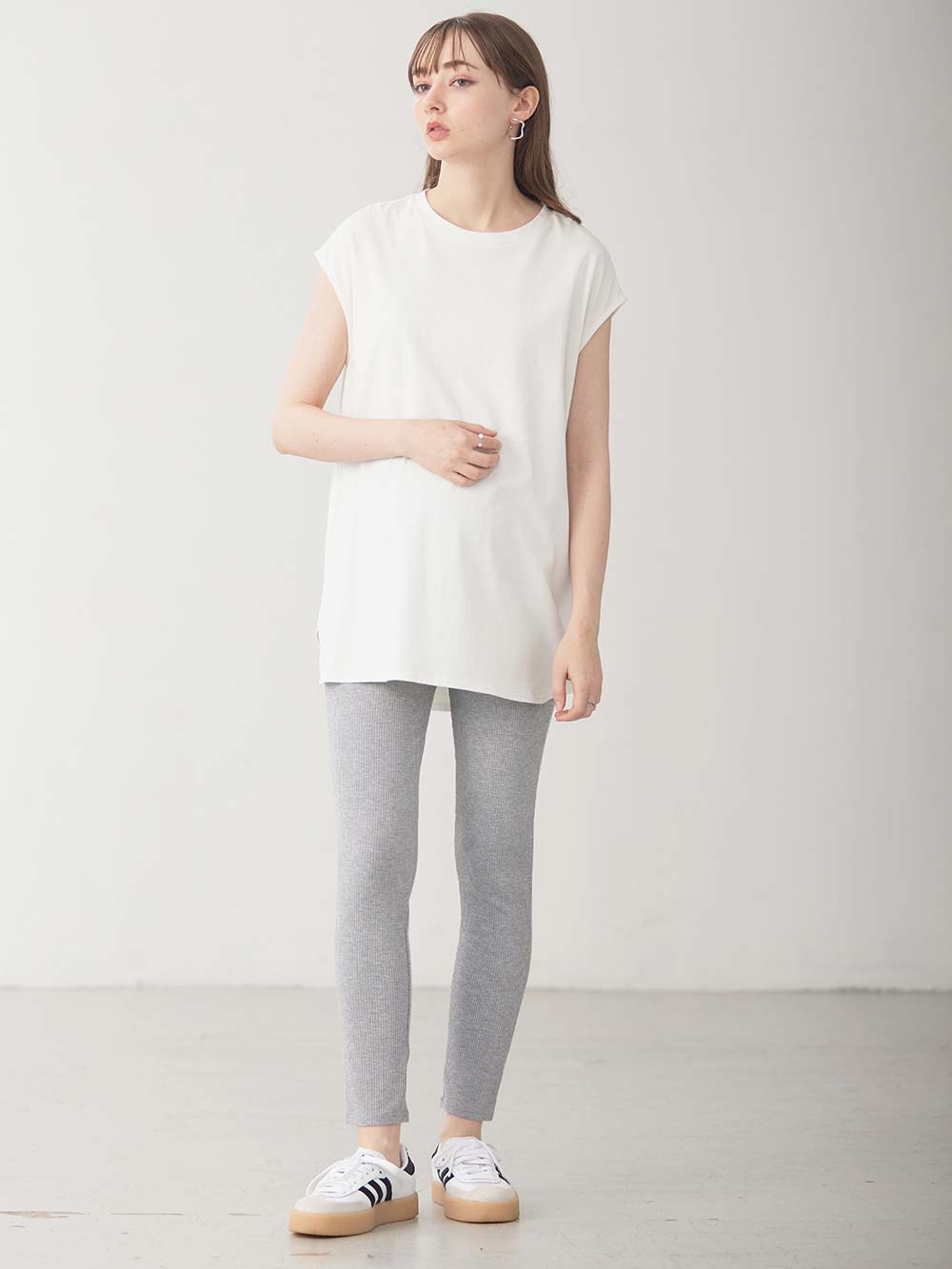 マタニティ パンツ|冷感リブらくちんレギンス　マタニティ・産後【出産後も長く使える】fairy（フェアリー）|グレー