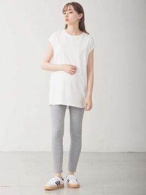 マタニティ パンツ|冷感リブらくちんレギンス　マタニティ・産後【出産後も長く使える】fairy（フェアリー）|グレー