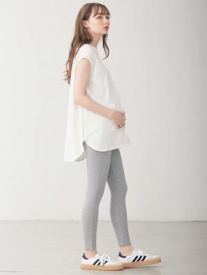 マタニティ パンツ|冷感リブらくちんレギンス　マタニティ・産後【出産後も長く使える】fairy（フェアリー）|グレー