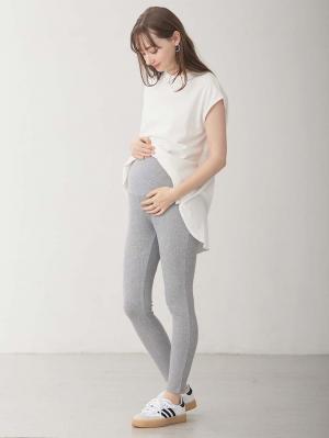 マタニティ パンツ|冷感リブらくちんレギンス　マタニティ・産後【出産後も長く使える】fairy（フェアリー）|グレー