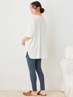 マタニティ パンツ|冷感リブらくちんレギンス　マタニティ・産後【出産後も長く使える】fairy（フェアリー）|ネイビー