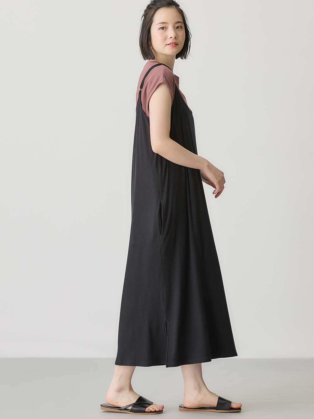 マタニティ ワンピース|【セット】冷感リブ　キャミワンピ＆クロップドトップス　マタニティ・授乳服【出産後も長く使える】fairy（フェアリー）