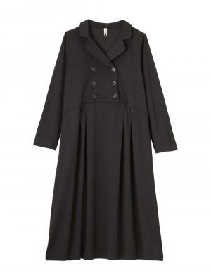 マタニティ ワンピース|カットジョーゼットダブルボタンワンピース　マタニティ・授乳服【出産後も長く使える】fairy（フェアリー）|ブラック