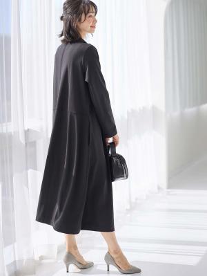 マタニティ ワンピース|カットジョーゼットダブルボタンワンピース　マタニティ・授乳服【出産後も長く使える】fairy（フェアリー）|ブラック