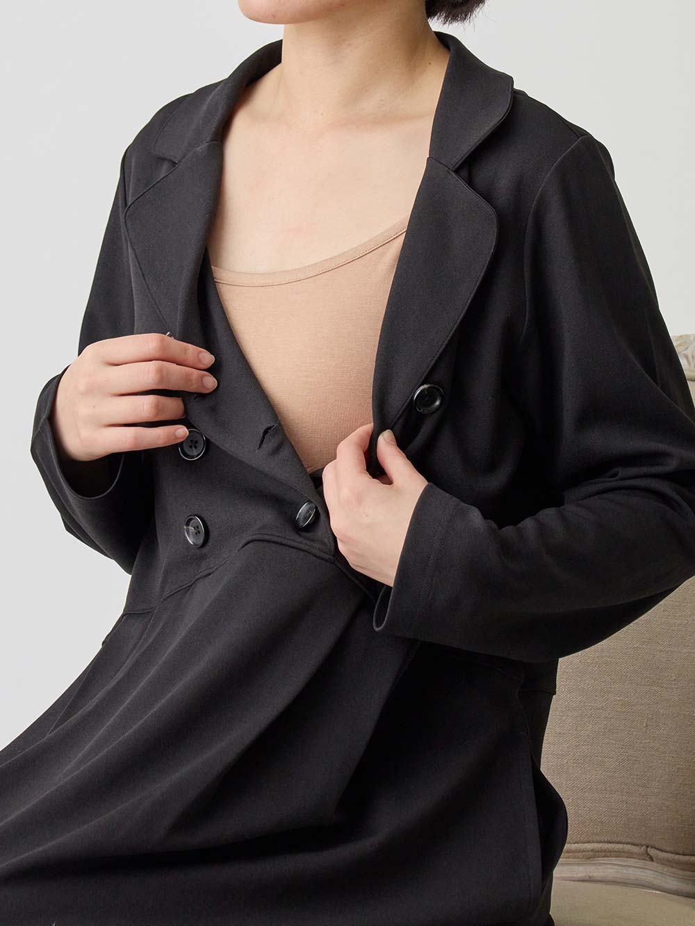 マタニティ ワンピース|カットジョーゼットダブルボタンワンピース　マタニティ・授乳服【出産後も長く使える】fairy（フェアリー）