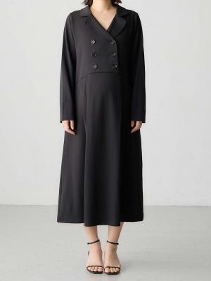 マタニティ ワンピース|カットジョーゼットダブルボタンワンピース　マタニティ・授乳服【出産後も長く使える】fairy（フェアリー）