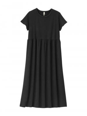 マタニティ ワンピース|リップル半袖ワンピース　マタニティ・授乳服【出産後も長く使える】fairy（フェアリー）|ブラック