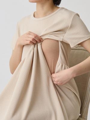 マタニティ ワンピース|リップル半袖ワンピース　マタニティ・授乳服【出産後も長く使える】fairy（フェアリー）