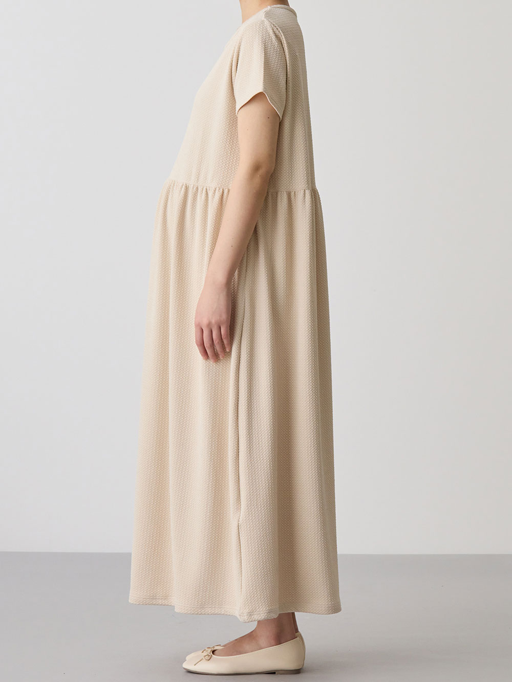 マタニティ ワンピース|リップル半袖ワンピース　マタニティ・授乳服【出産後も長く使える】fairy（フェアリー）