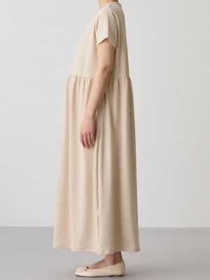 マタニティ ワンピース|リップル半袖ワンピース　マタニティ・授乳服【出産後も長く使える】fairy（フェアリー）