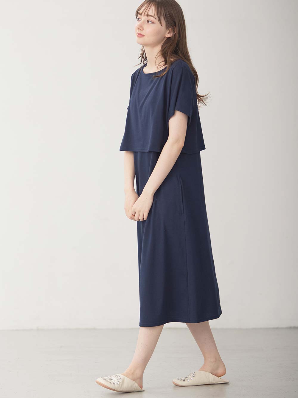 ANGELIEBE マタニティワンピース ストレッチリブAライン