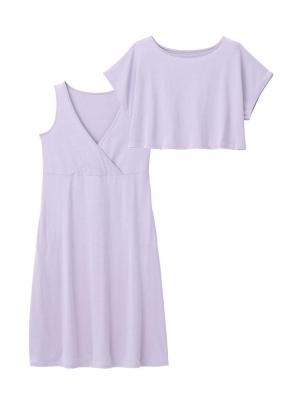 マタニティ ワンピース|【セット】綿混カットソートップス＆ワンピース　マタニティ・授乳服【出産後も長く使える】fairy（フェアリー）|ラベンダー