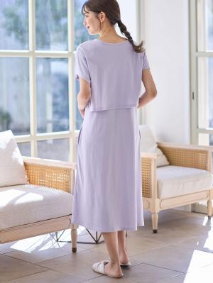 マタニティ ワンピース|【セット】綿混カットソートップス＆ワンピース　マタニティ・授乳服【出産後も長く使える】fairy（フェアリー）|ラベンダー