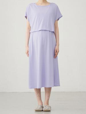 マタニティ ワンピース|【セット】綿混カットソートップス＆ワンピース　マタニティ・授乳服【出産後も長く使える】fairy（フェアリー）