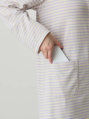 マタニティ パジャマ・ルームウェア|綿混ボーダー柄ロングワンピースパジャマ　マタニティ・授乳パジャマ【出産後も長く使える】fairy（フェアリー）