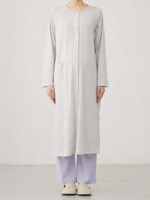 マタニティ パジャマ・ルームウェア|綿混ボーダー柄ロングワンピースパジャマ　マタニティ・授乳パジャマ【出産後も長く使える】fairy（フェアリー）