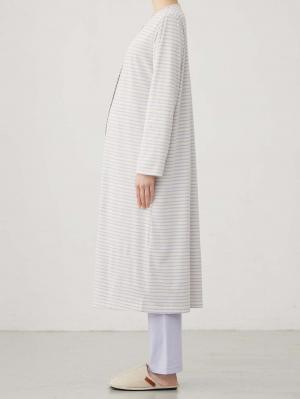 マタニティ パジャマ・ルームウェア|綿混ボーダー柄ロングワンピースパジャマ　マタニティ・授乳パジャマ【出産後も長く使える】fairy（フェアリー）