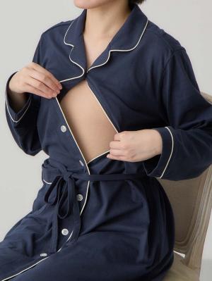 マタニティ パジャマ・ルームウェア|綿混長袖フロントスナップパジャマ　マタニティ・授乳パジャマ【出産後も長く使える】fairy（フェアリー）