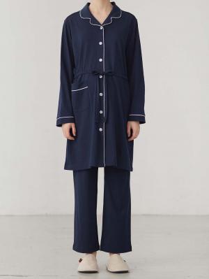 マタニティ パジャマ・ルームウェア|綿混長袖フロントスナップパジャマ　マタニティ・授乳パジャマ【出産後も長く使える】fairy（フェアリー）