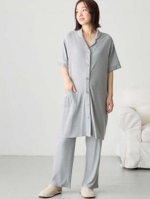 接触冷感リブ半袖パジャマ　マタニティ・授乳パジャマ【出産後も長く使える】fairy（フェアリー）10547