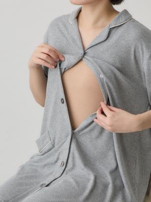 マタニティ パジャマ・ルームウェア|接触冷感リブ半袖パジャマ マタニティ・授乳パジャマ【出産後も長く使える】fairy(フェアリー)