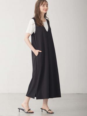 マタニティ ワンピース|ママの声から生まれたジャンパースカート+授乳トップスセット マタニティ・授乳服【出産後も長く使える】fairy(フェアリー)|ブラック