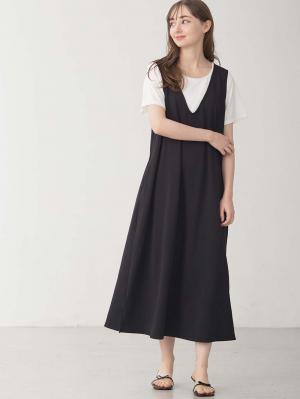 マタニティ ワンピース|ママの声から生まれたジャンパースカート+授乳トップスセット マタニティ・授乳服【出産後も長く使える】fairy(フェアリー)|ブラック