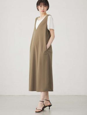 マタニティ ワンピース|ママの声から生まれたジャンパースカート+授乳トップスセット マタニティ・授乳服【出産後も長く使える】fairy(フェアリー)|モカ