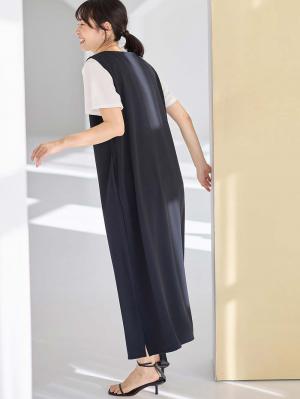 マタニティ ワンピース|ママの声から生まれたジャンパースカート+授乳トップスセット マタニティ・授乳服【出産後も長く使える】fairy(フェアリー)|ネイビー
