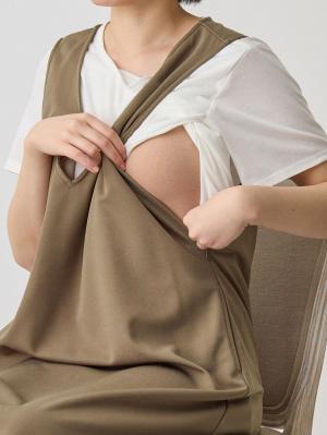マタニティ ワンピース|ママの声から生まれたジャンパースカート+授乳トップスセット マタニティ・授乳服【出産後も長く使える】fairy(フェアリー)