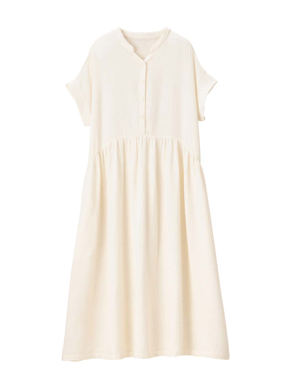 マタニティ パジャマ・ルームウェア|綿100%ポコポコガーゼ半袖ギャザーワンピースネグリジェ マタニティ・授乳パジャマ【出産後も長く使える】fairy(フェアリー)|キナリ