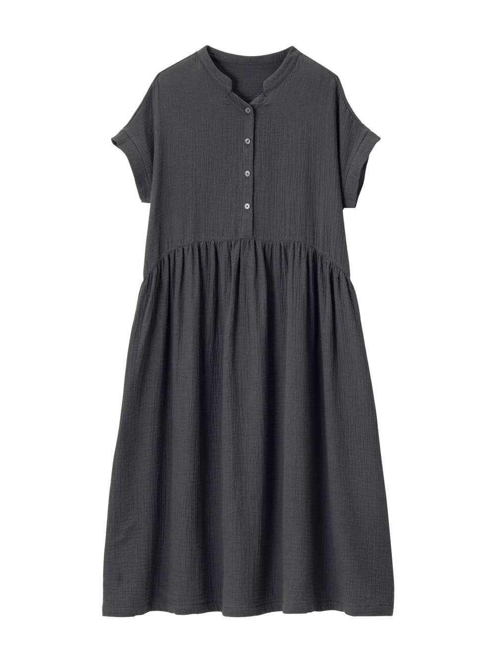 マタニティ パジャマ・ルームウェア|綿100%ポコポコガーゼ半袖ギャザーワンピースネグリジェ　マタニティ・授乳パジャマ【出産後も長く使える】fairy（フェアリー）|ネイビー