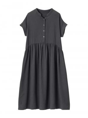 マタニティ パジャマ・ルームウェア|綿100%ポコポコガーゼ半袖ギャザーワンピースネグリジェ　マタニティ・授乳パジャマ【出産後も長く使える】fairy（フェアリー）|ネイビー