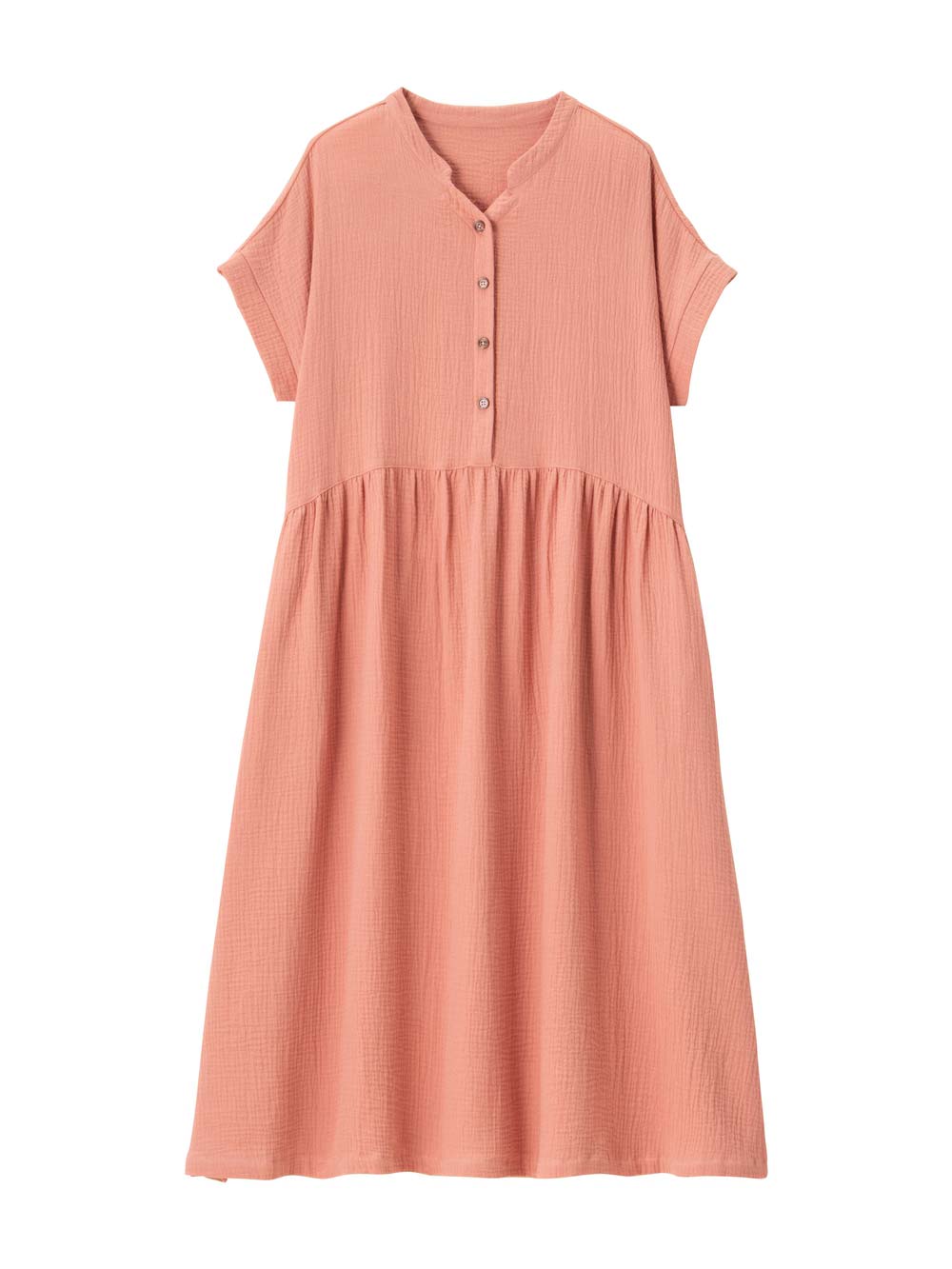 マタニティ パジャマ・ルームウェア|綿100%ポコポコガーゼ半袖ギャザーワンピースネグリジェ マタニティ・授乳パジャマ【出産後も長く使える】fairy(フェアリー)|ローズピンク