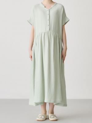 マタニティ パジャマ・ルームウェア|綿100%ポコポコガーゼ半袖ギャザーワンピースネグリジェ マタニティ・授乳パジャマ【出産後も長く使える】fairy(フェアリー)