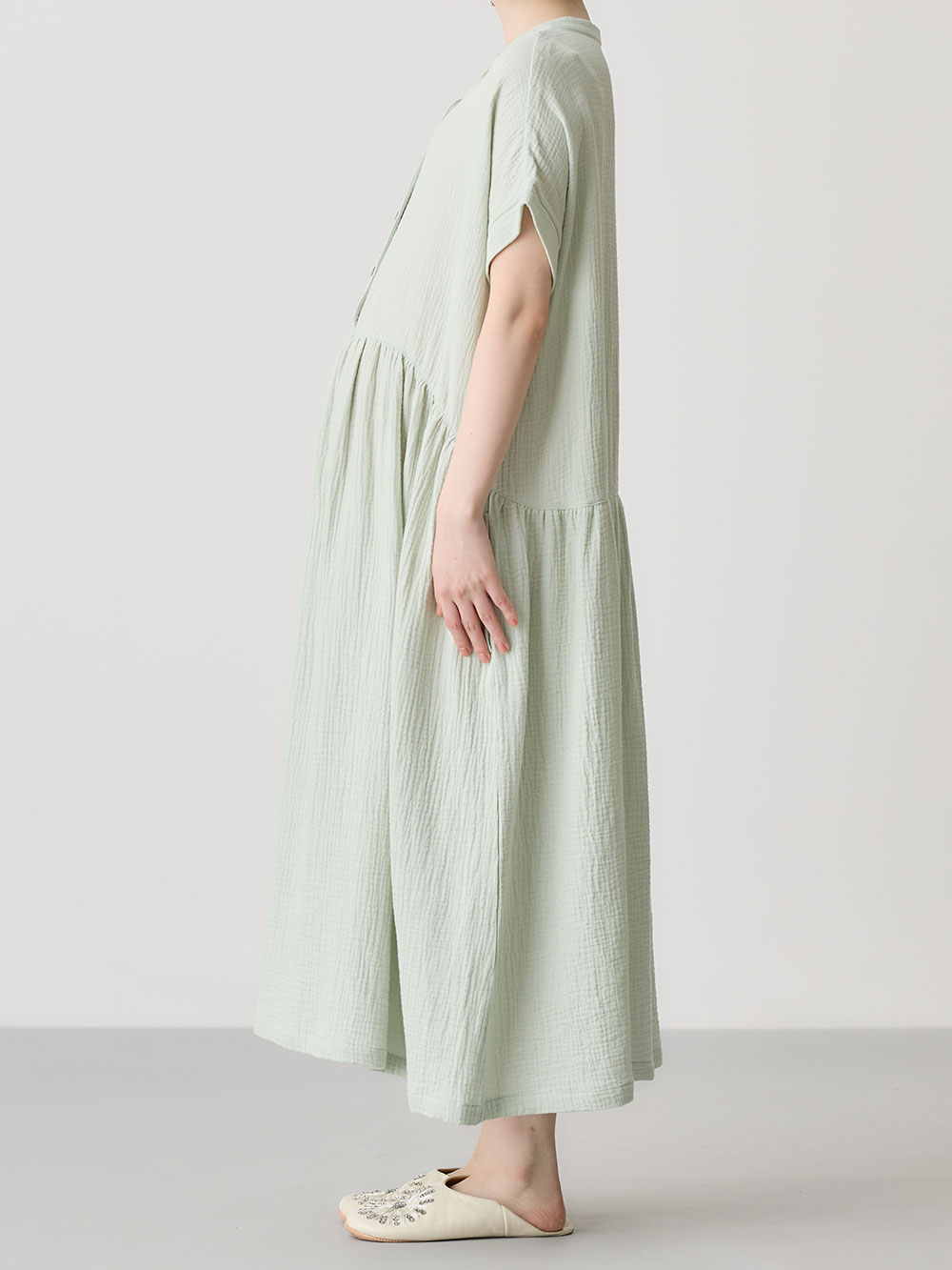 マタニティ パジャマ・ルームウェア|綿100%ポコポコガーゼ半袖ギャザーワンピースネグリジェ マタニティ・授乳パジャマ【出産後も長く使える】fairy(フェアリー)