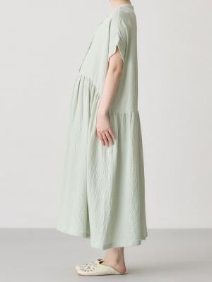 マタニティ パジャマ・ルームウェア|綿100%ポコポコガーゼ半袖ギャザーワンピースネグリジェ マタニティ・授乳パジャマ【出産後も長く使える】fairy(フェアリー)