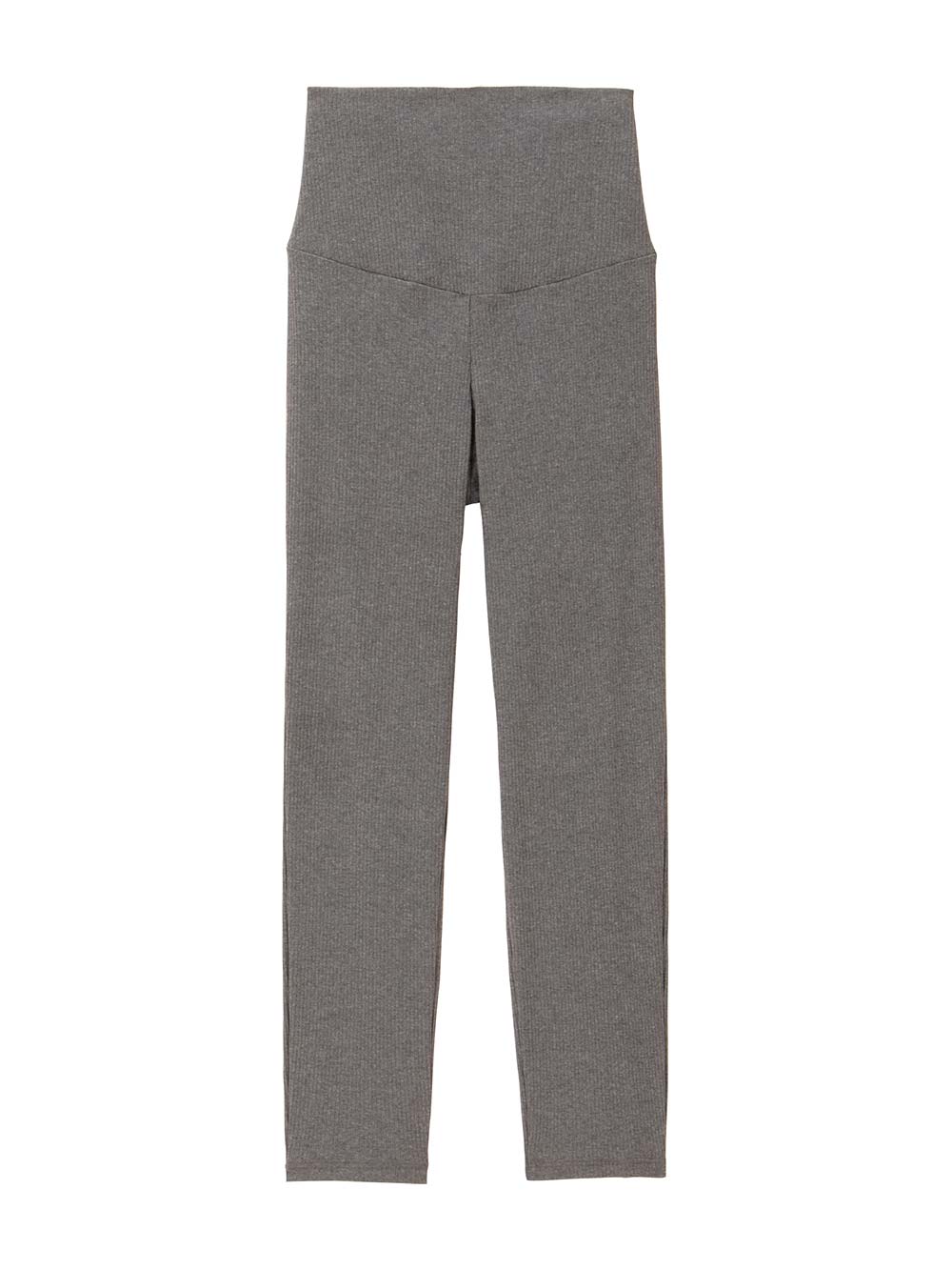 マタニティ パンツ|【選べる2丈】締め付けない綿混リブストレートレギンス【産後まで長く使える】|杢チャコール