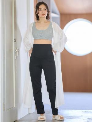 マタニティ パンツ|【選べる2丈】締め付けない綿混リブストレートレギンス【産後まで長く使える】