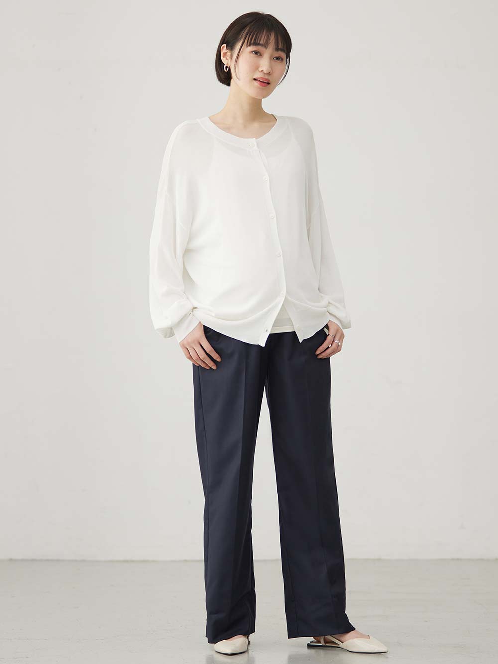 マタニティ トップス|【UVカット遮蔽率90％以上】【抗菌】【接触冷感】前後２WAYカーディガン　マタニティ・授乳服【出産後も長く使える】|オフ