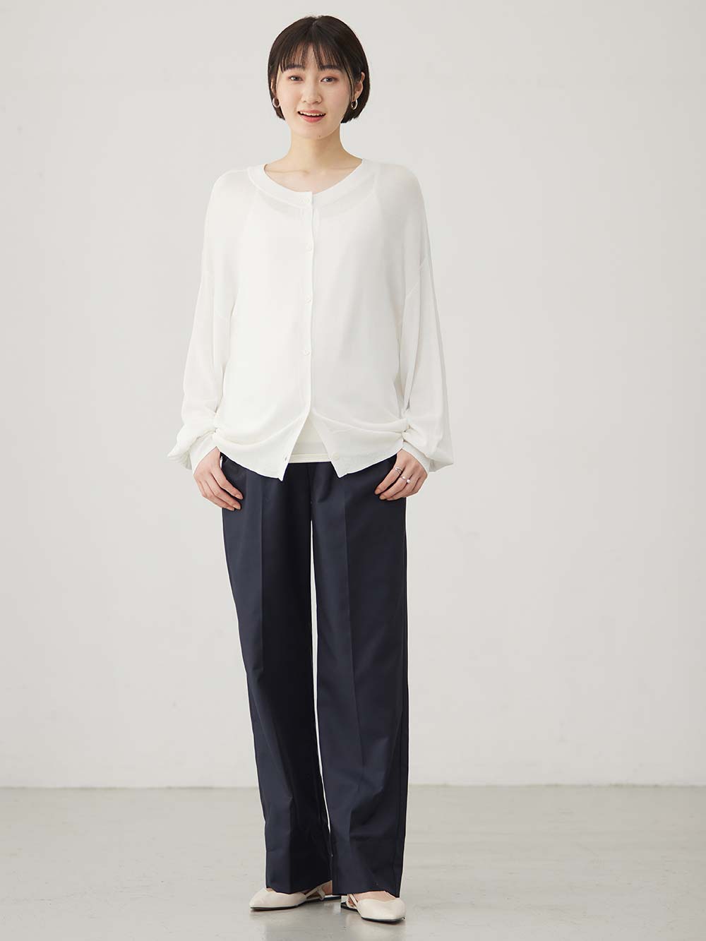 マタニティ トップス|【UVカット遮蔽率90％以上】【抗菌】【接触冷感】前後２WAYカーディガン　マタニティ・授乳服【出産後も長く使える】|オフ