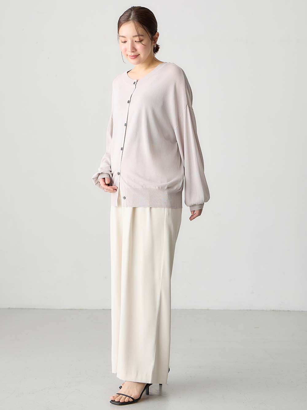 マタニティ トップス|【UVカット遮蔽率90％以上】【抗菌】【接触冷感】前後２WAYカーディガン　マタニティ・授乳服【出産後も長く使える】|グレージュ