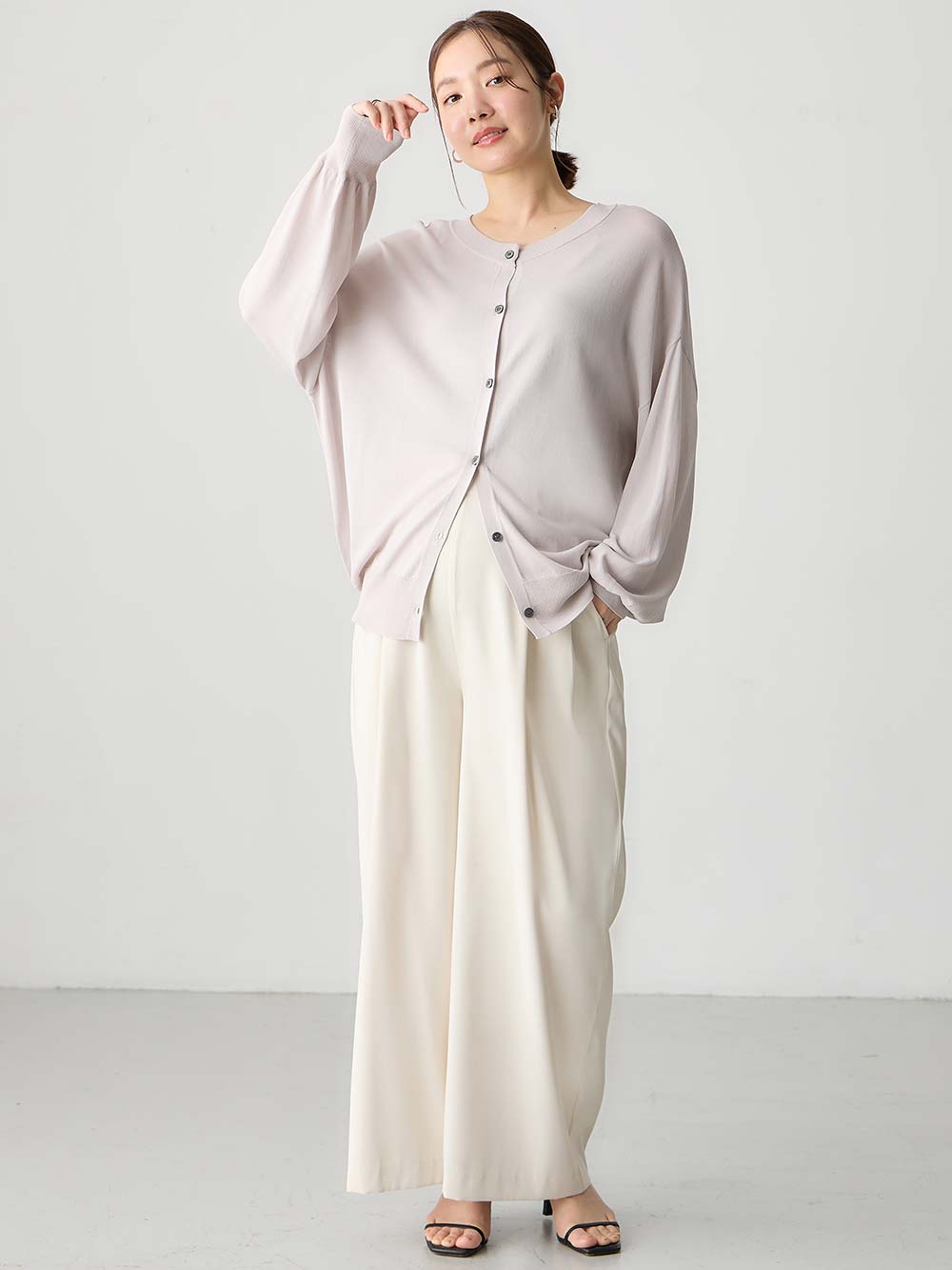 マタニティ トップス|【UVカット遮蔽率90％以上】【抗菌】【接触冷感】前後２WAYカーディガン　マタニティ・授乳服【出産後も長く使える】|グレージュ